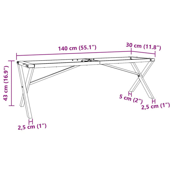 Couchtischgestell X-Form Stahl 140cm