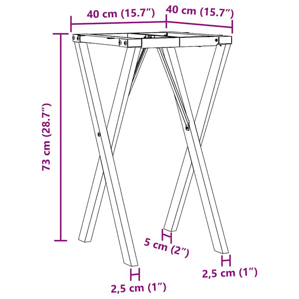 X-Form Tischgestell Stahl 40x40x73 cm