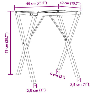 Esstischgestell X-Form Stahl 60x40x73 cm