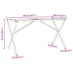 Esstischgestell X-Form Stahl 120x60 cm