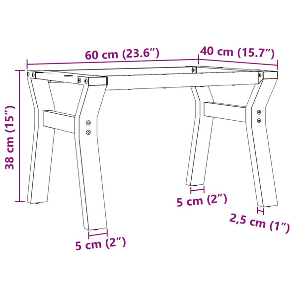 Y-Form Couchtischgestell Stahl 60x40x38 cm