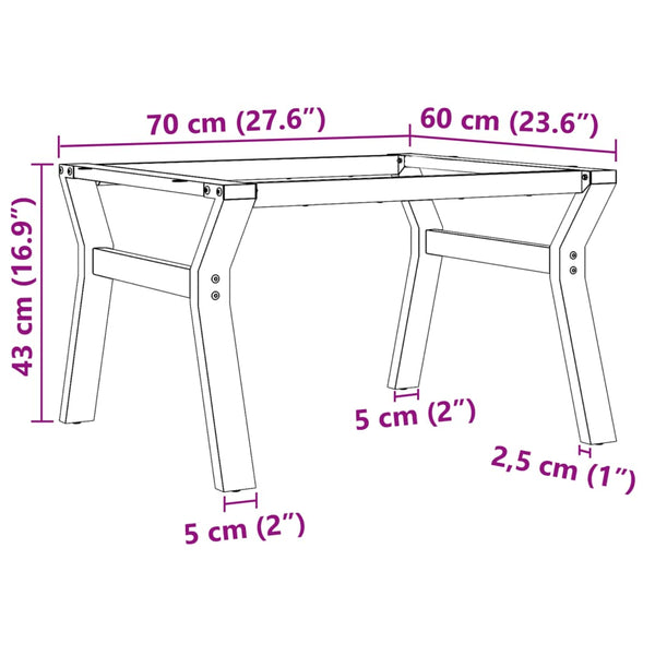 Couchtischgestell Y-Form Stahl 70x60 cm