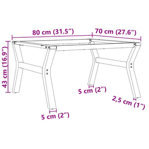Y-Form Couchtischgestell Stahl 80x70x43 cm