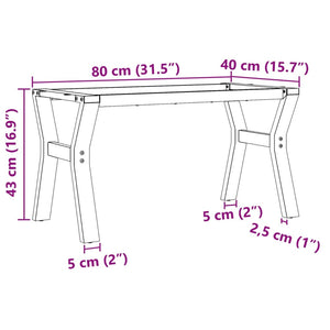 Couchtischgestell Y-Form Stahl 80x40 cm