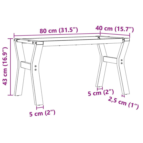 Couchtischgestell Y-Form Stahl 80x40 cm