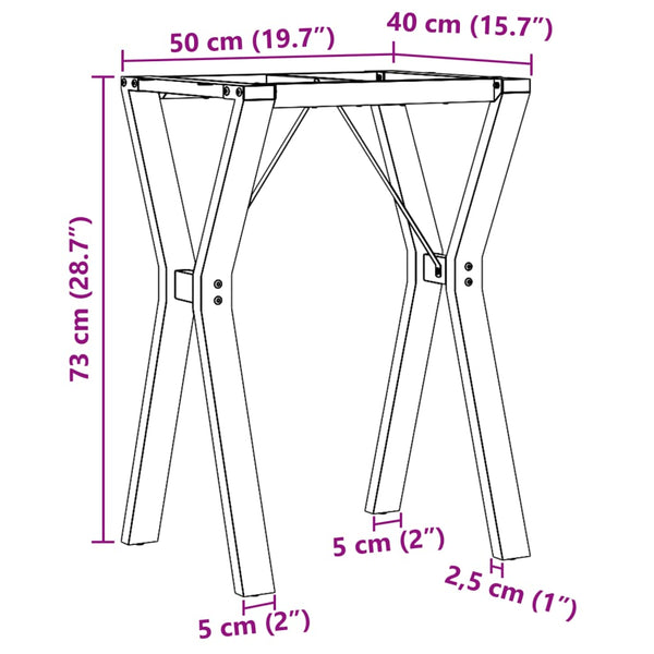 Y-Form Tischgestell 50x40x73 cm Stahl