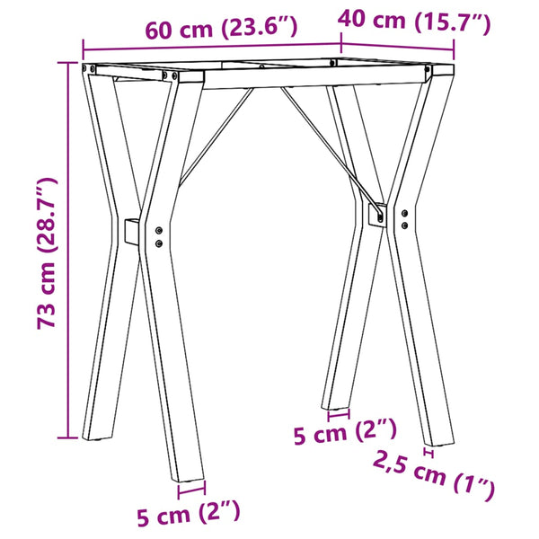Y-Form Tischgestell 60x40x73 cm Stahl