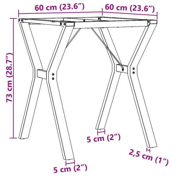 Y-Form Tischgestell 60x60 cm Stahl