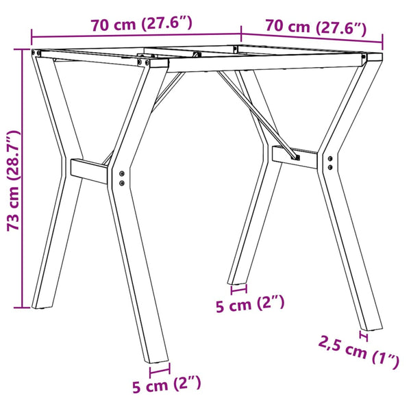 Y-Form Tischgestell 70x70 cm Stahl