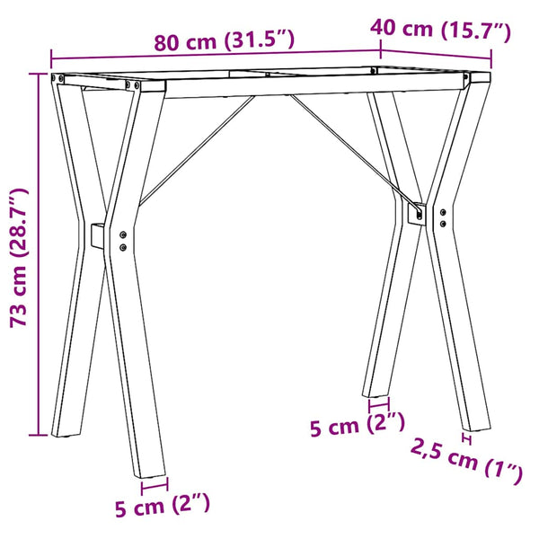 Y-Form Tischgestell 80x40x73 cm Stahl
