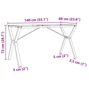 Y-Form Tischgestell 140x60 cm Stahl