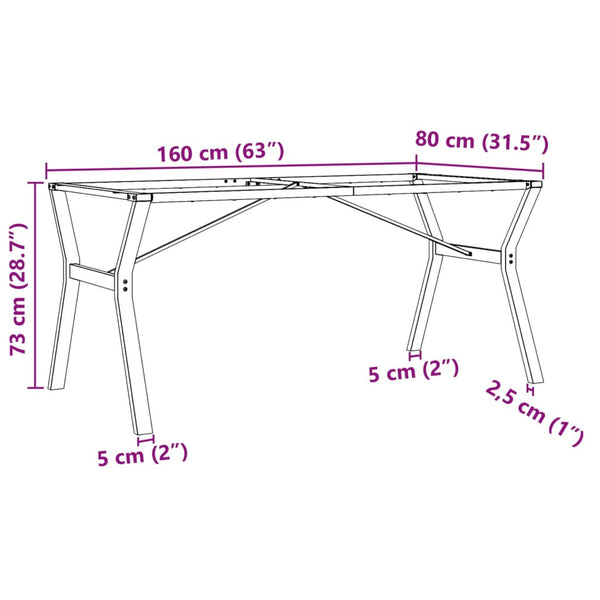 Y-Form Tischgestell 160x80 cm Stahl