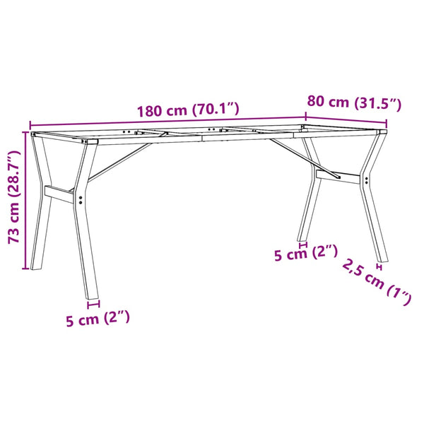 Y-Form Esstischgestell Stahl 180x80 cm