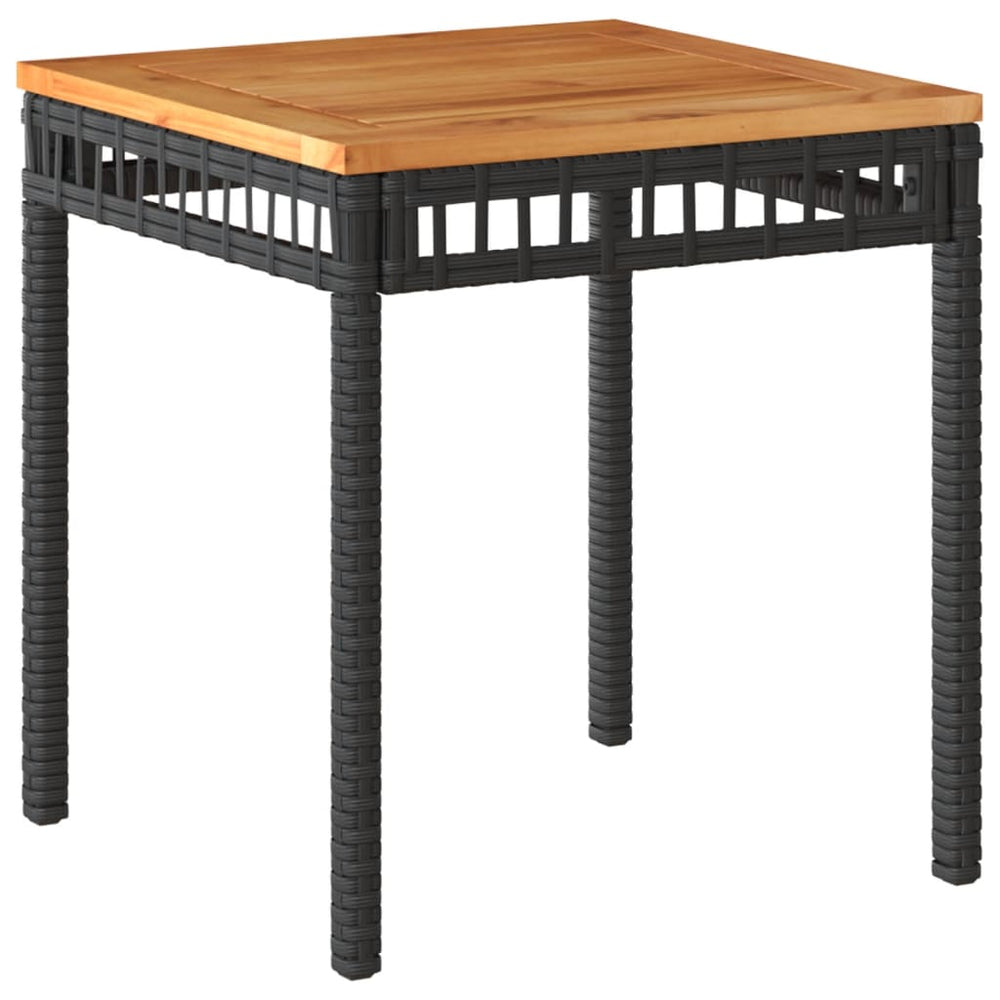 Schwarzer Gartentisch Poly Rattan Akazie 38x38x42cm