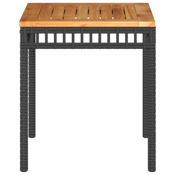 Schwarzer Gartentisch Poly Rattan Akazie 38x38x42cm