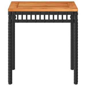 Schwarzer Gartentisch Poly Rattan Akazie 38x38x42cm