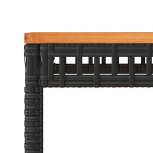 Schwarzer Gartentisch Poly Rattan Akazie 38x38x42cm