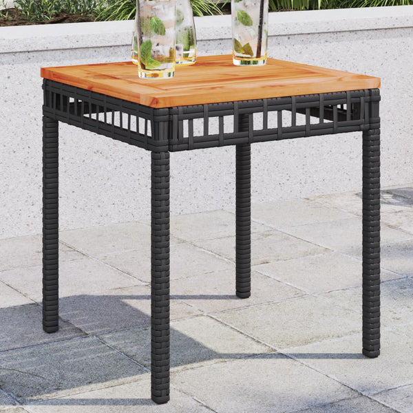 Schwarzer Gartentisch Poly Rattan Akazie 38x38x42cm