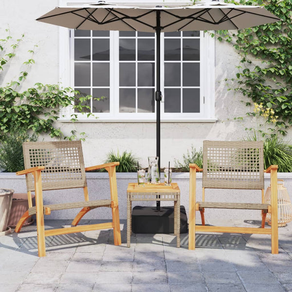 Beiger Gartentisch 38x38 cm Poly Rattan Akazie