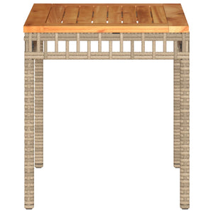 Beiger Gartentisch 38x38 cm Poly Rattan Akazie