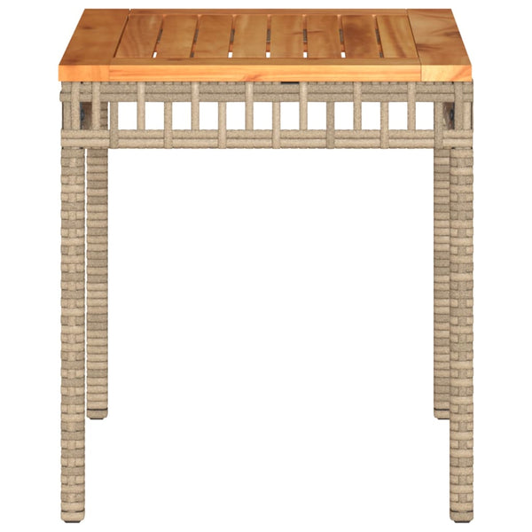 Beiger Gartentisch 38x38 cm Poly Rattan Akazie