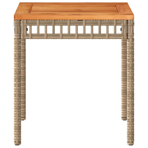 Beiger Gartentisch 38x38 cm Poly Rattan Akazie