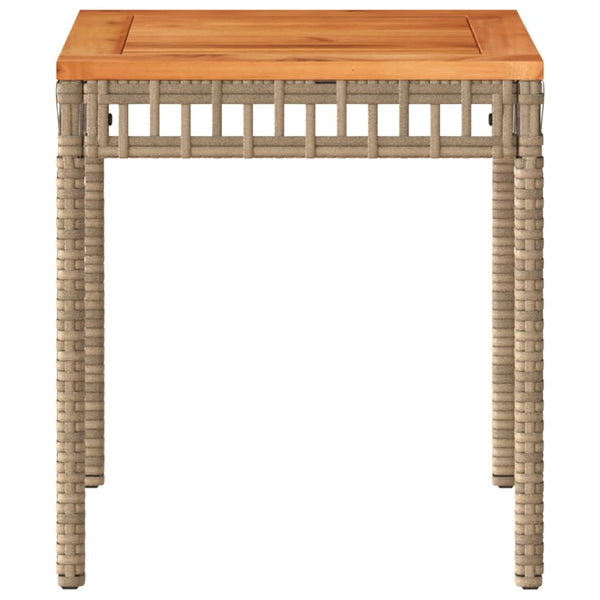 Beiger Gartentisch 38x38 cm Poly Rattan Akazie