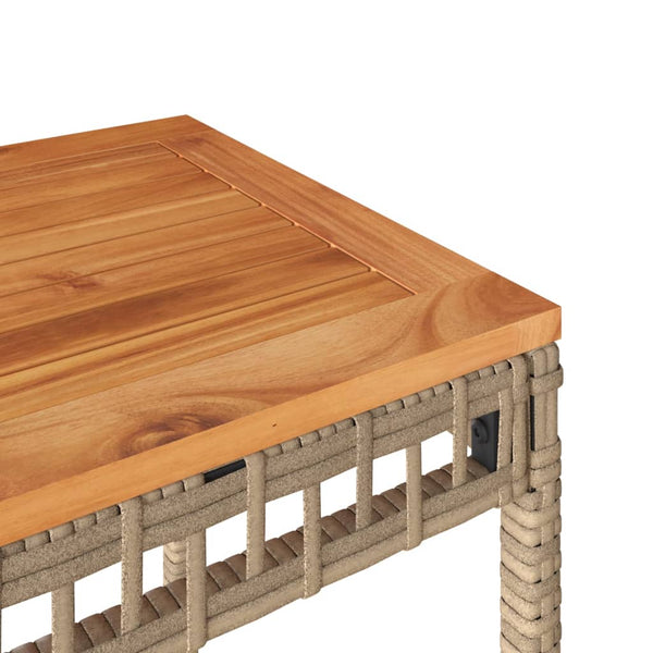 Beiger Gartentisch 38x38 cm Poly Rattan Akazie