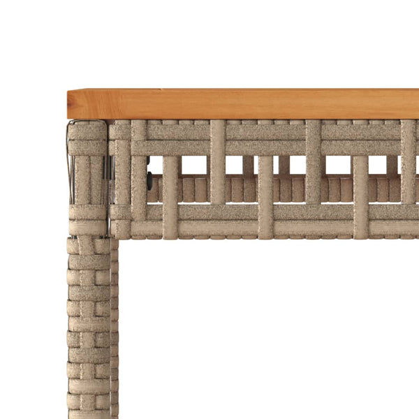 Beiger Gartentisch 38x38 cm Poly Rattan Akazie