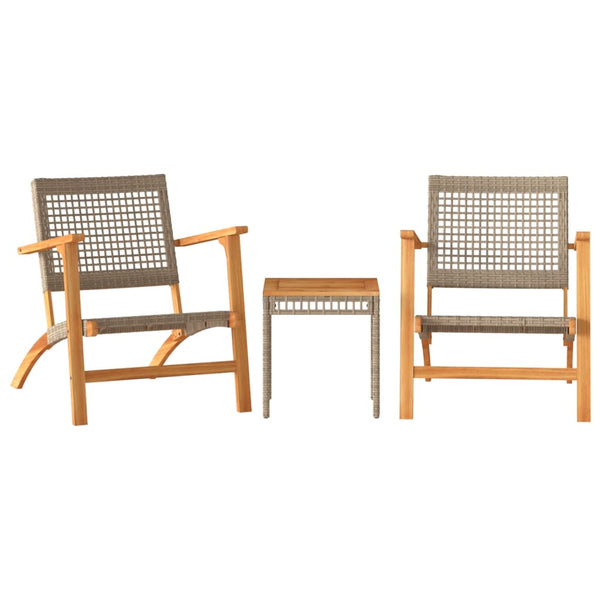 3-tlg. Bistro-Set Beige Poly Rattan Akazie