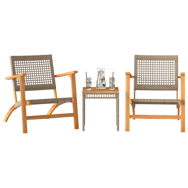 3-tlg. Bistro-Set Beige Poly Rattan Akazie