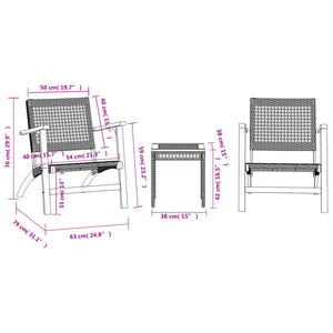 3-tlg. Bistro-Set Beige Poly Rattan Akazie