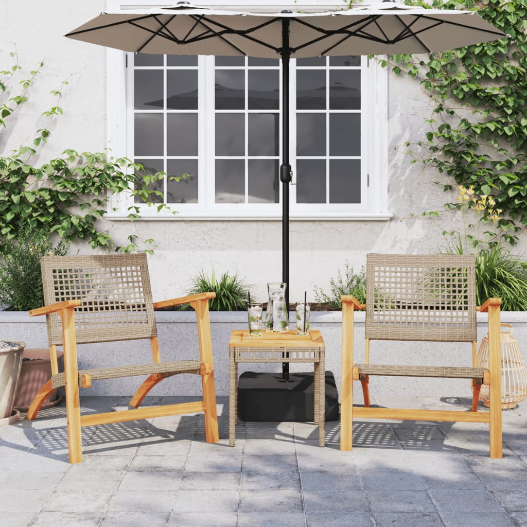 3-tlg. Bistro-Set Beige Poly Rattan Akazie