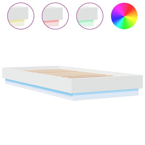 Bettgestell Weiß LED 100x200 cm