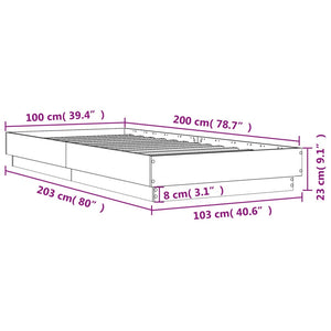 Bettgestell Weiß LED 100x200 cm