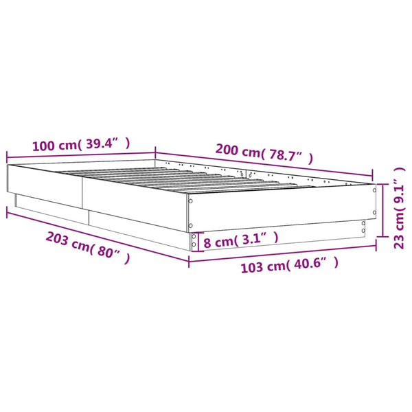 Bettgestell Weiß LED 100x200 cm