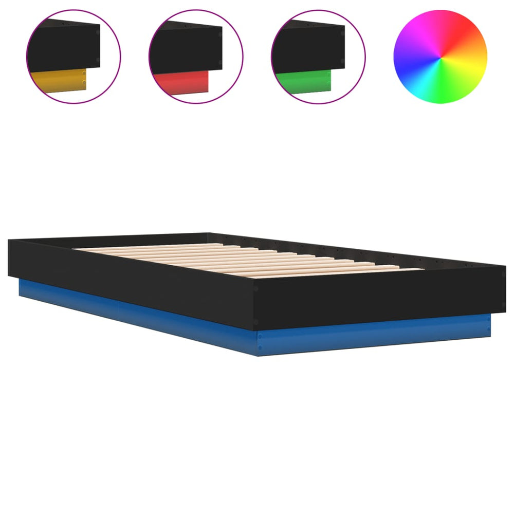 vidaXL Cadre de lit avec LED Noir 100x200 cm