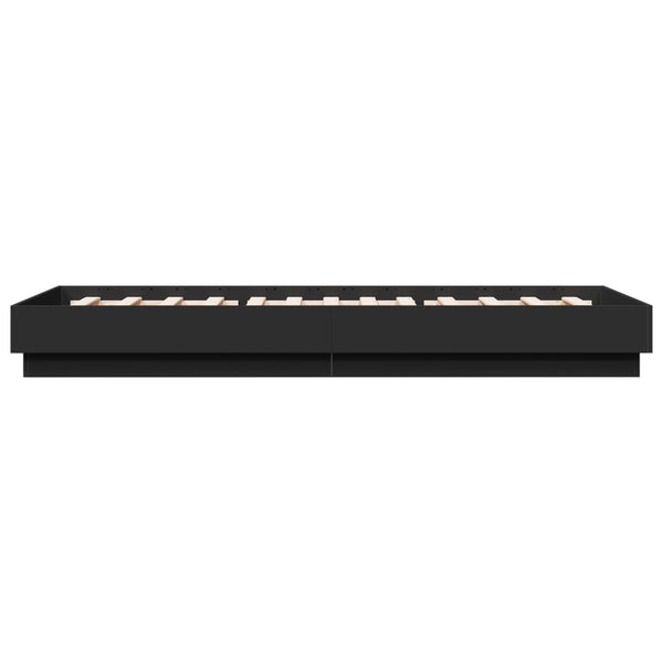 Bettgestell mit LED Schwarz 100x200 cm