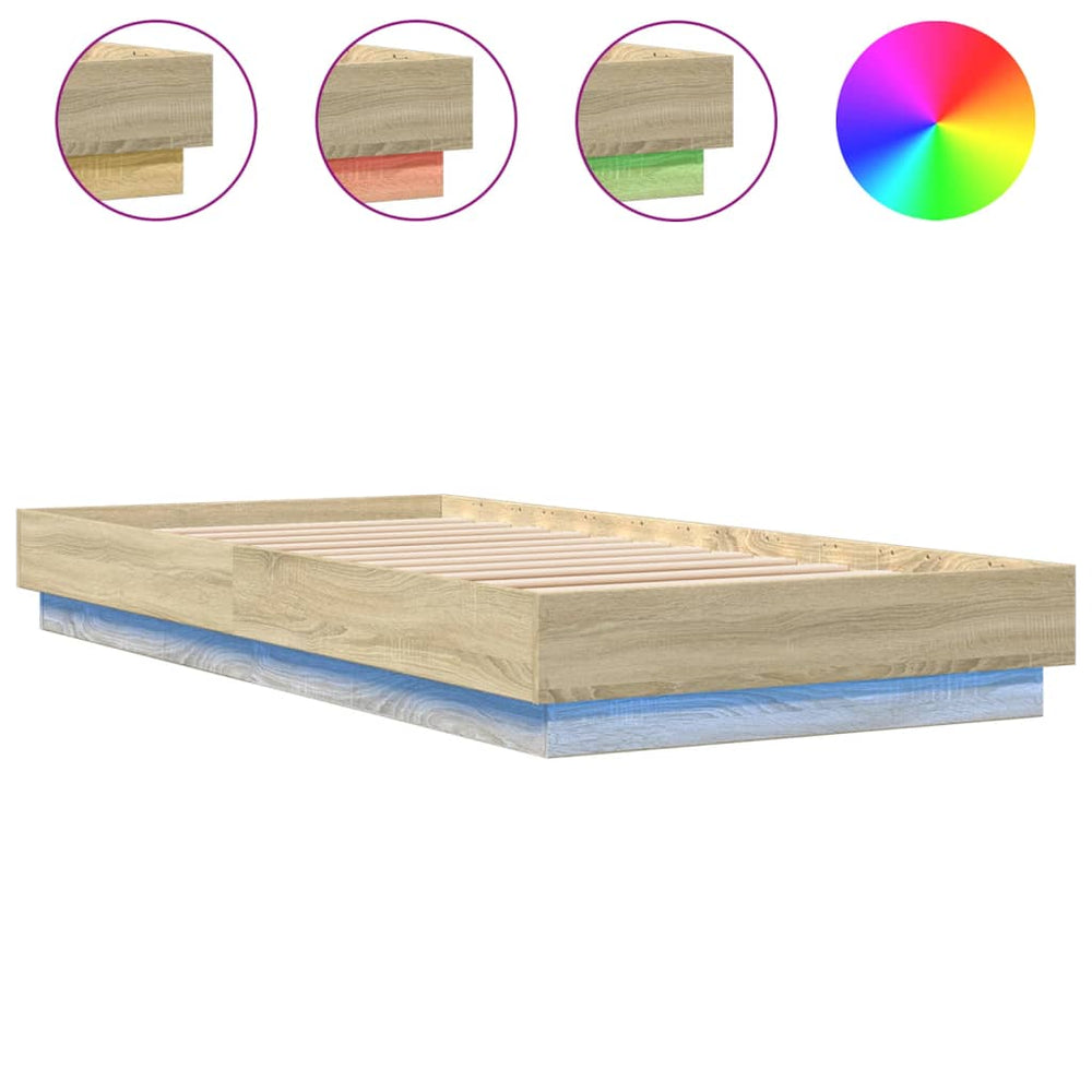 vidaXL Cadre de lit LED chêne sonoma 100x200 cm