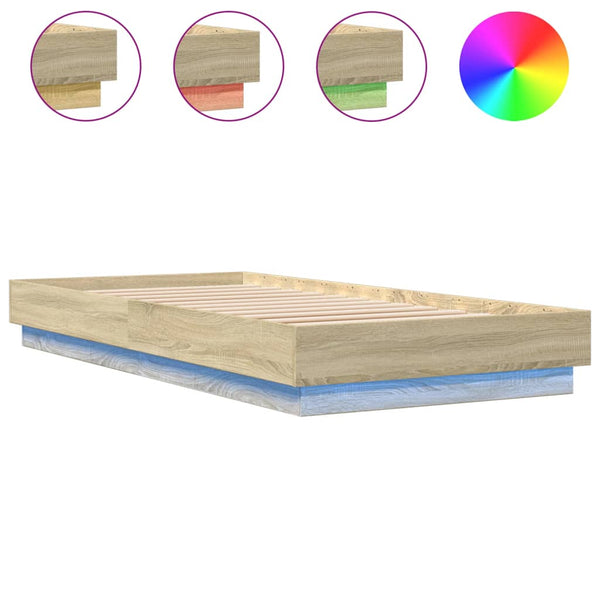 LED Bettgestell Sonoma-Eiche 100x200 cm