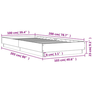 LED Bettgestell Sonoma-Eiche 100x200 cm