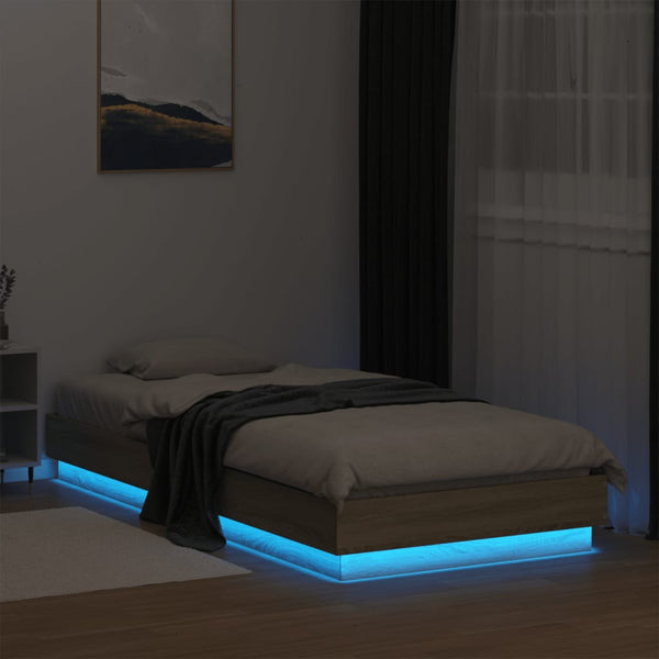 LED Bettgestell Sonoma-Eiche 100x200 cm