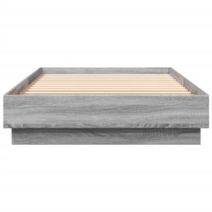 LED Bettgestell 100x200 cm Grau Sonoma-Eiche