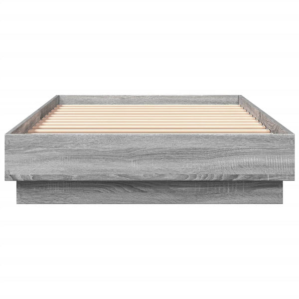 LED Bettgestell 100x200 cm Grau Sonoma-Eiche