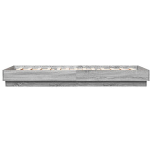 LED Bettgestell 100x200 cm Grau Sonoma-Eiche