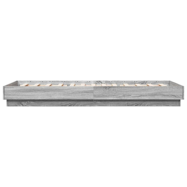 LED Bettgestell 100x200 cm Grau Sonoma-Eiche