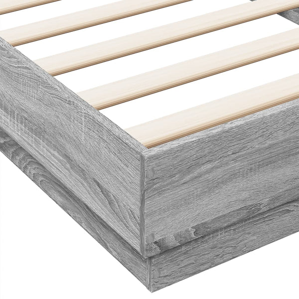 LED Bettgestell 100x200 cm Grau Sonoma-Eiche