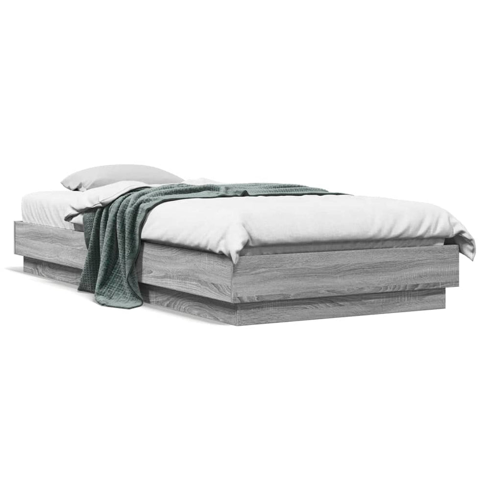 vidaXL Cadre de lit LED Gris Chêne Sonoma 100x200 cm