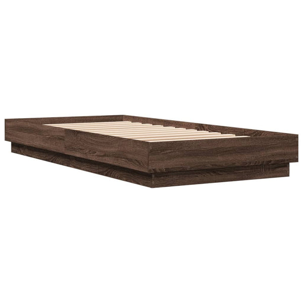 LED Bettgestell Braun Eiche 100x200 cm