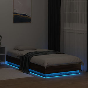 LED Bettgestell Braun Eiche 100x200 cm